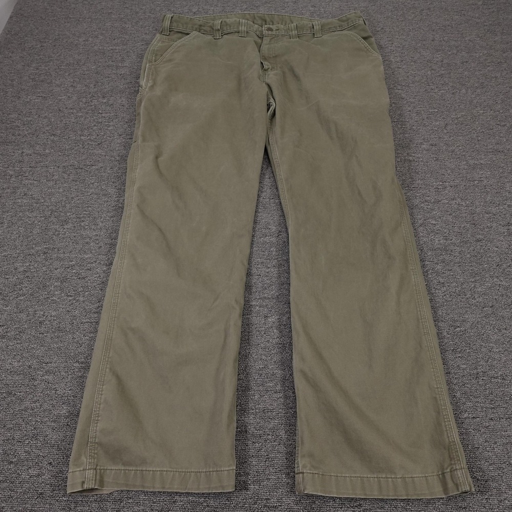Carhartt Pants Mens 44x32 Green Relaxed Fit Canvas Carpenter Workwear Utility